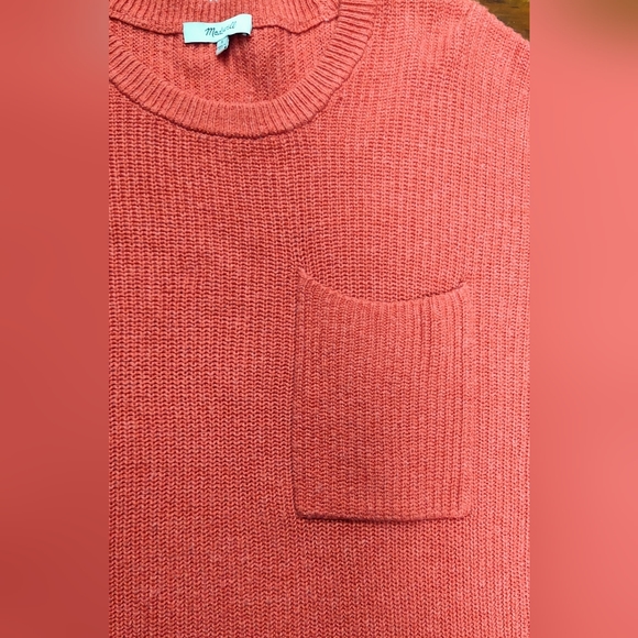 Madewell Thompson Sweater Ribbed Pullover Crew Neck Orange Small Oversized - Picture 4 of 10